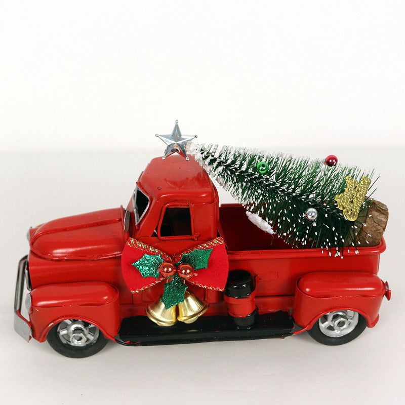 Farmhouse style red truck Christmas decoration for holiday tree display
