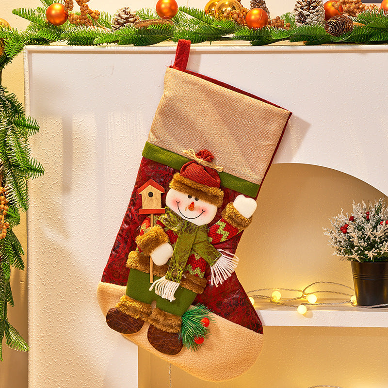 Holiday Christmas candy bag decoration in playful cartoon style