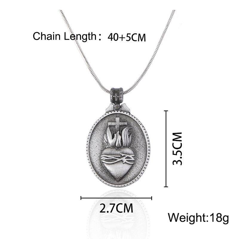 Snake chain necklace with heart cross pendant and matching ring included