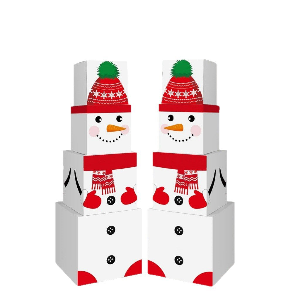 Christmas snowman themed paper boxes in black and red color options