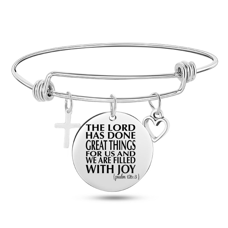 Scripture Stainless Steel Bangle Bracelet - Christian Jewelry