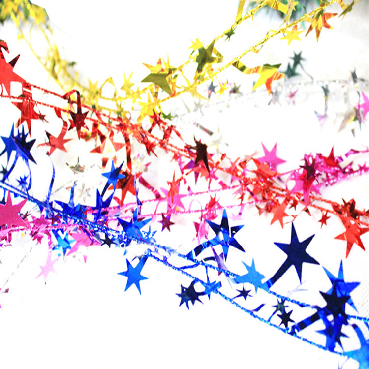Silver Christmas garland with stars for church fellowship hall