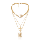 Vintage Jesus necklace, layered double ring styling