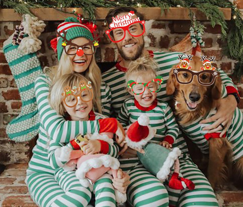 Colorful paper Christmas glasses perfect for holiday gift bags and stockings
