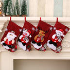 Set of Christmas stockings featuring old man, snowman, deer and bear designs