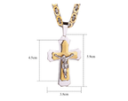 Golden cross pendant necklace on a chain for women