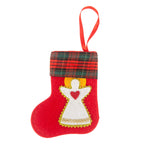 Assorted Christmas stocking pendants showcasing different fabric textures