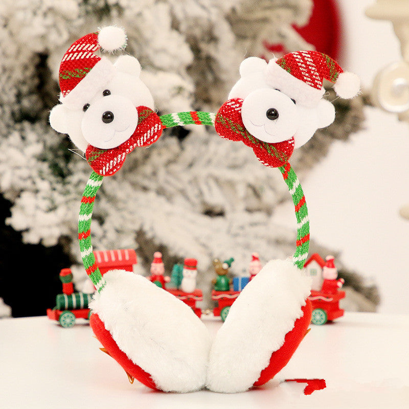 Christmas headband earmuffs being worn during holiday festivities