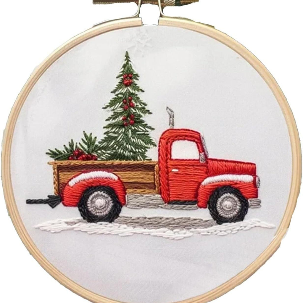Assorted Christmas embroidery designs flat lay display kit