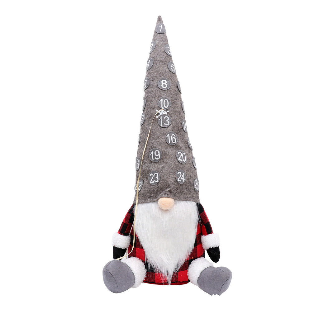 Christmas countdown doll ornament detail showing soft cloth fabric texture - holiday craft