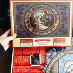 Close-up of paper Advent calendar puzzle compartments ready to open daily