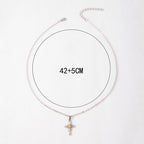 Cross flower pendant necklace in silver-tone finish, Christian faith jewelry