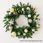 Green pine leaf garland with integrated lamp lights for Christmas entryway decor