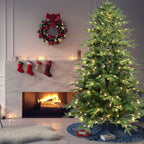 Green illuminated Christmas tree for holiday gatherings