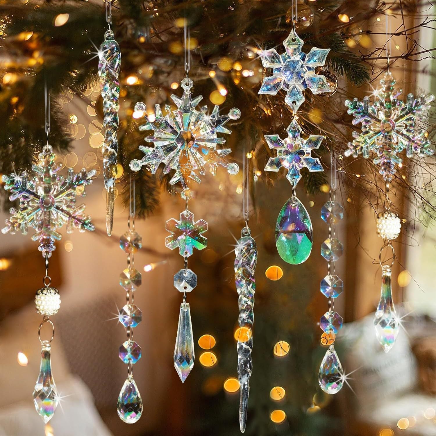 18-Piece Snowflake Crystal Pendant Set - Christmas Ornament Secondary image