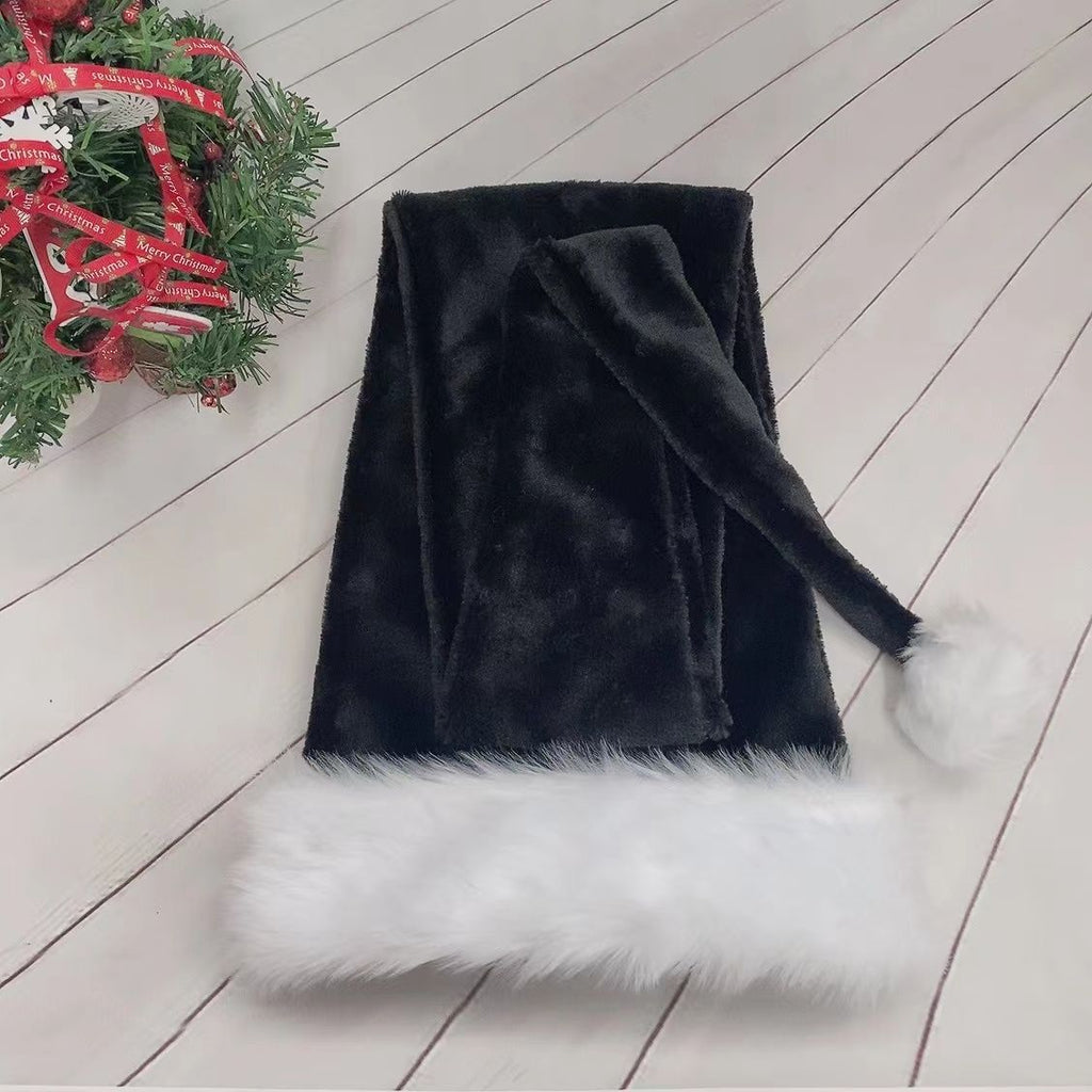 Christmas decorations featuring plush Santa hats
