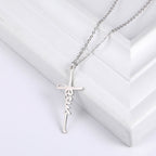 Sweet Jesus cross pendant necklace in stainless steel with O-shaped chain