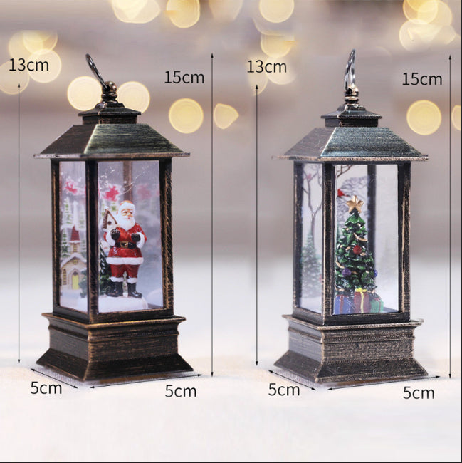Small square oil lamp with LED flame for windowsill Christmas decor