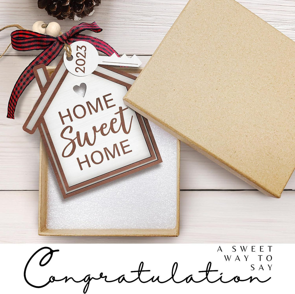 Three-dimensional wooden house pendant ornament for Christmas tree display