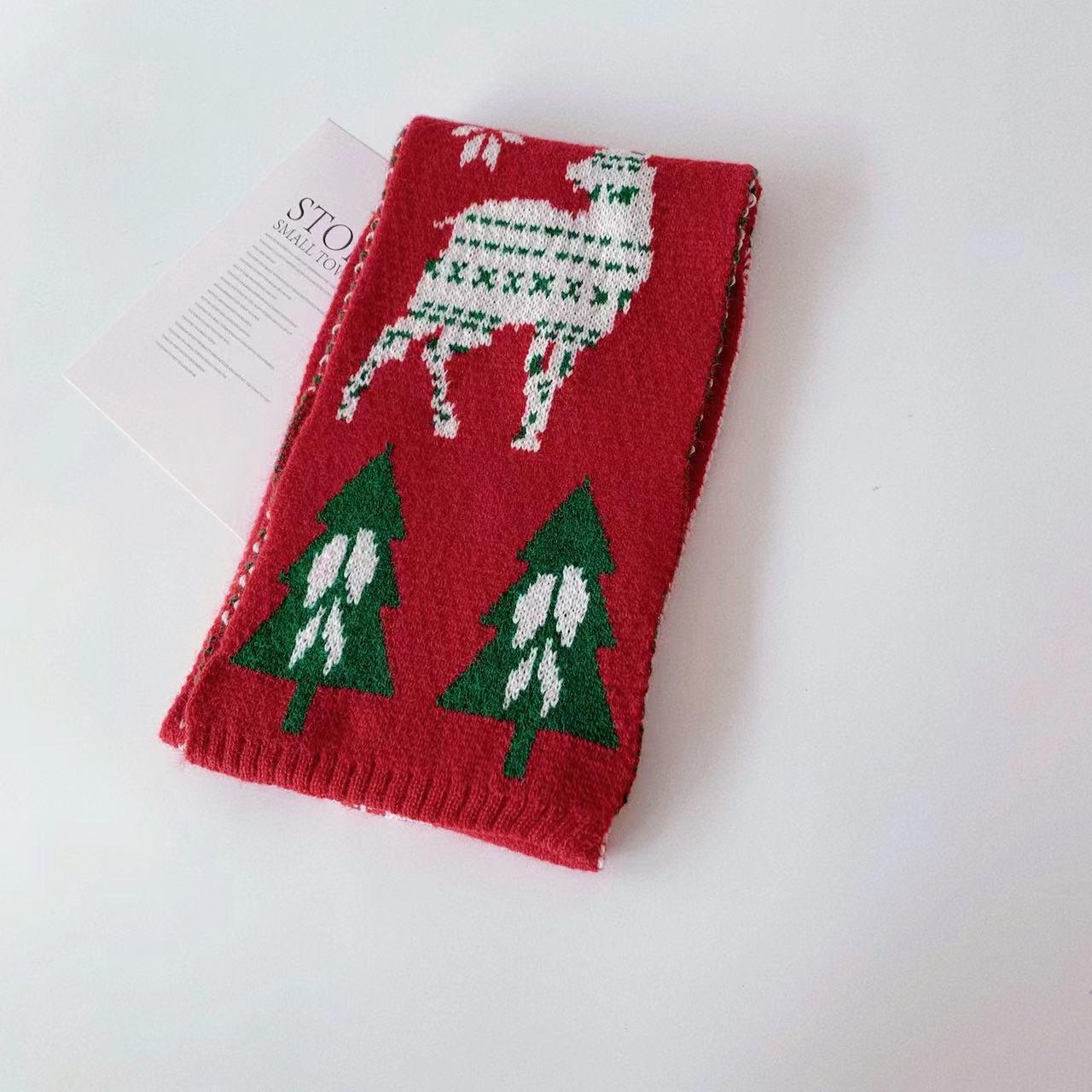Winter holiday scarf with neutral embroidered design suitable for boys and girls