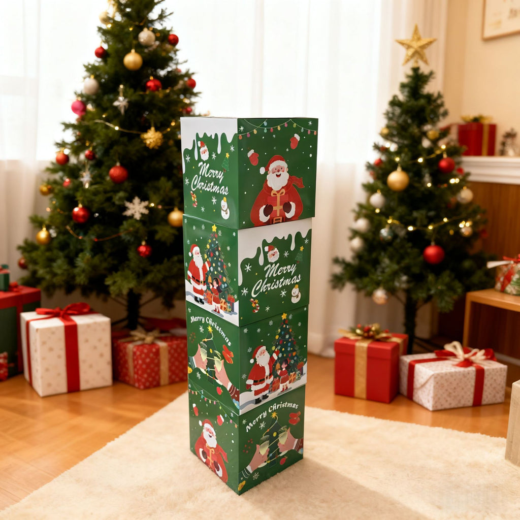 Festive green decorative boxes for holiday home decor