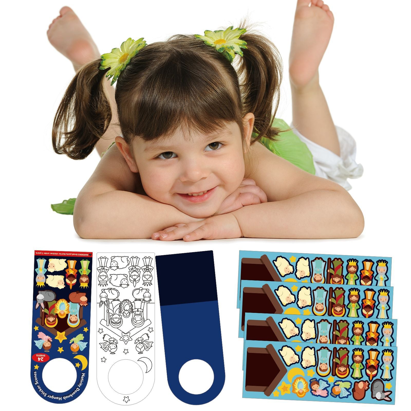 Children's Christmas nativity scene stickers set for faith-filled holiday decorating Main image