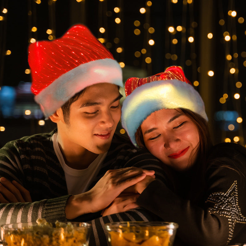 Christmas light-up hat showing colorful illumination