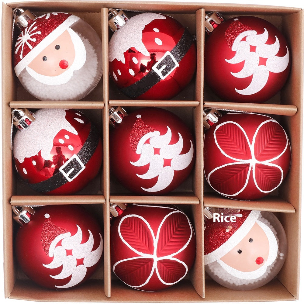 Hand drawn cartoon Christmas ball ornament set in festive colors Main image