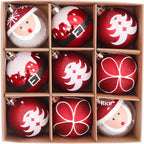 Hand drawn cartoon Christmas ball ornament set in festive colors