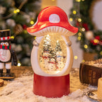 Festive Christmas music box displayed on holiday mantle
