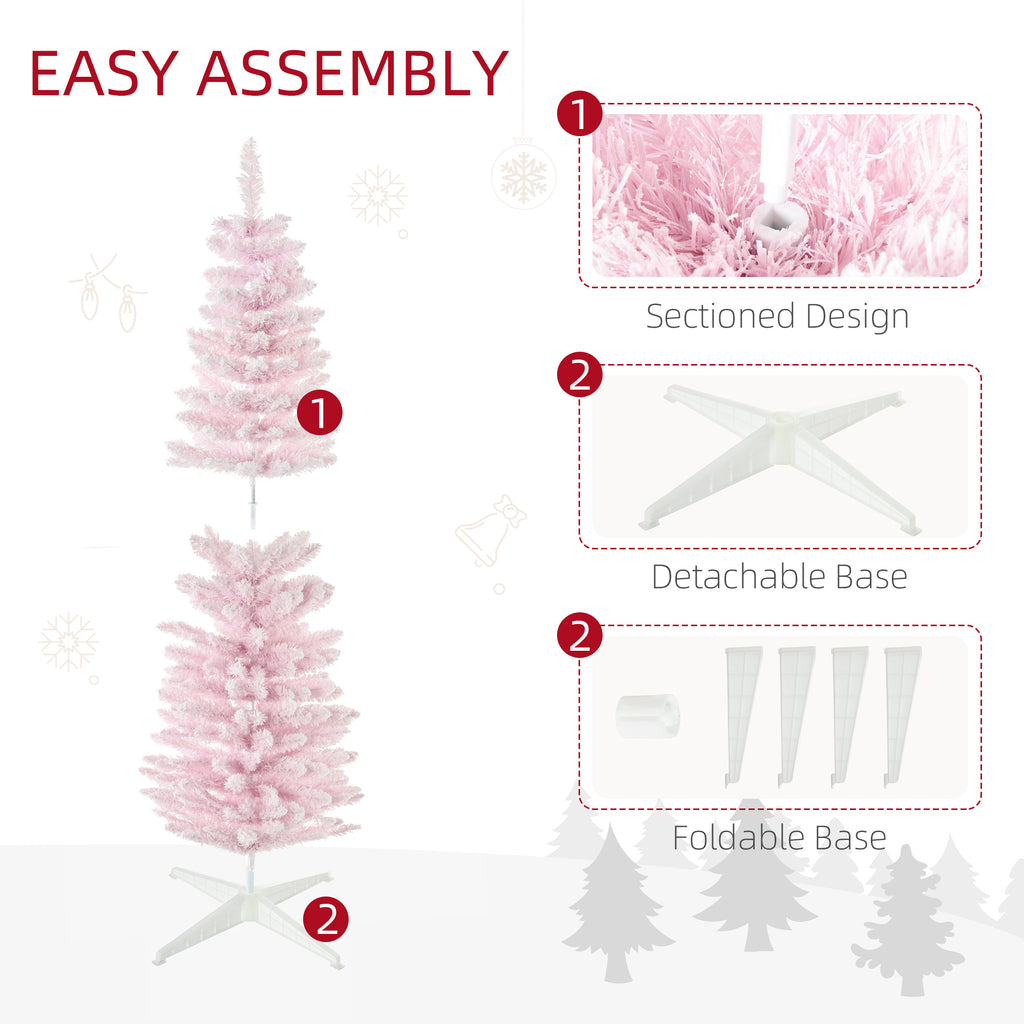 Festive pink Christmas tree with soft flocked branches for Christian home decor