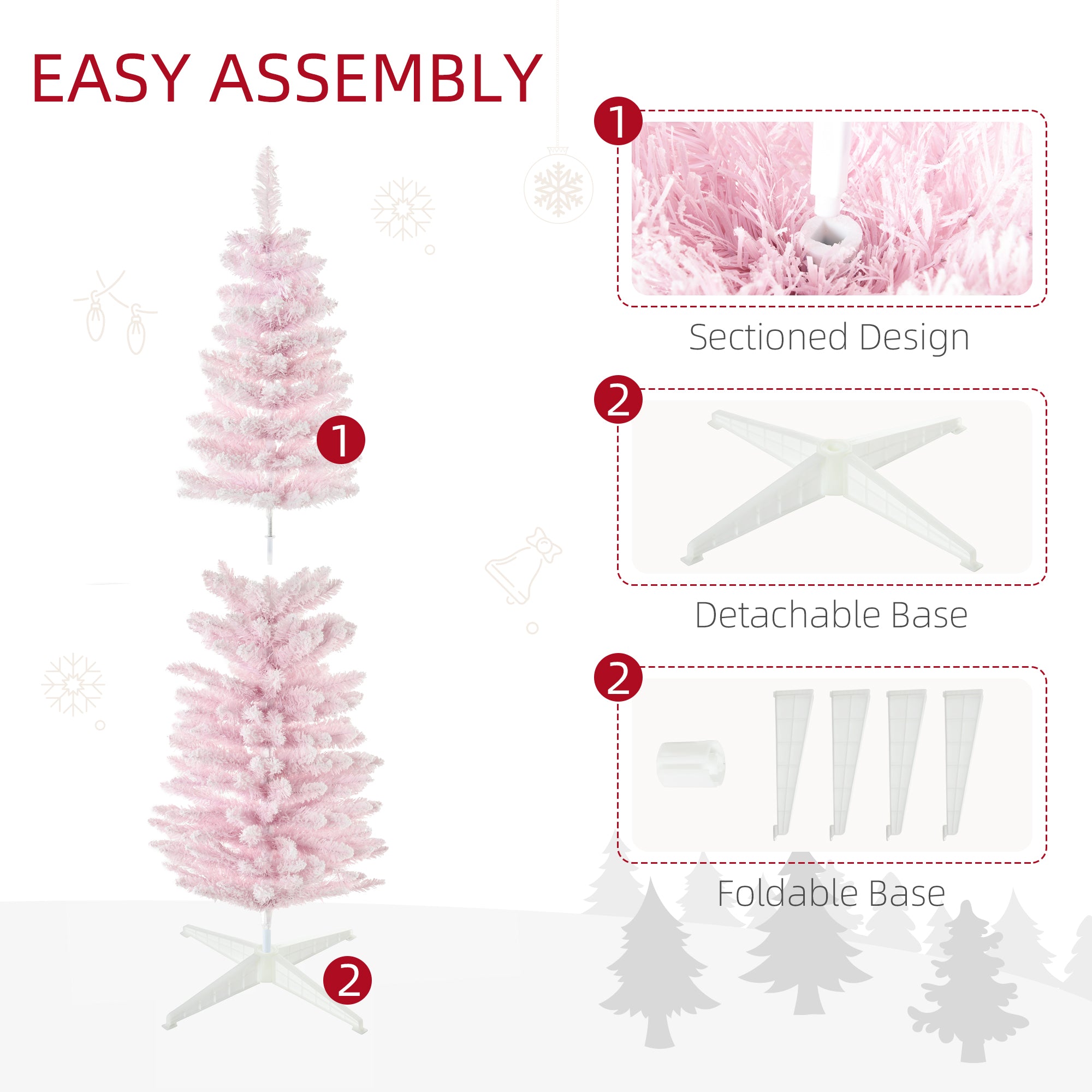 Festive pink Christmas tree with soft flocked branches for Christian home decor