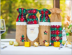 Single star wine bottle bag as Christmas gift and holiday table decoration