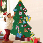 DIY 3D Felt Christmas Tree Kit with 32 felt ornaments for family holiday crafting