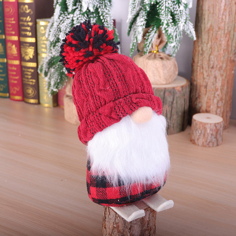 Small cloth ski doll Christmas decoration with winter theme