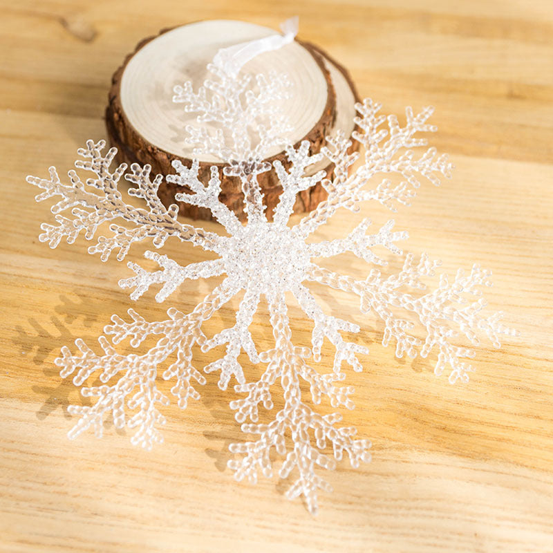 Set of three acrylic snowflake ornaments in small, medium and large sizes