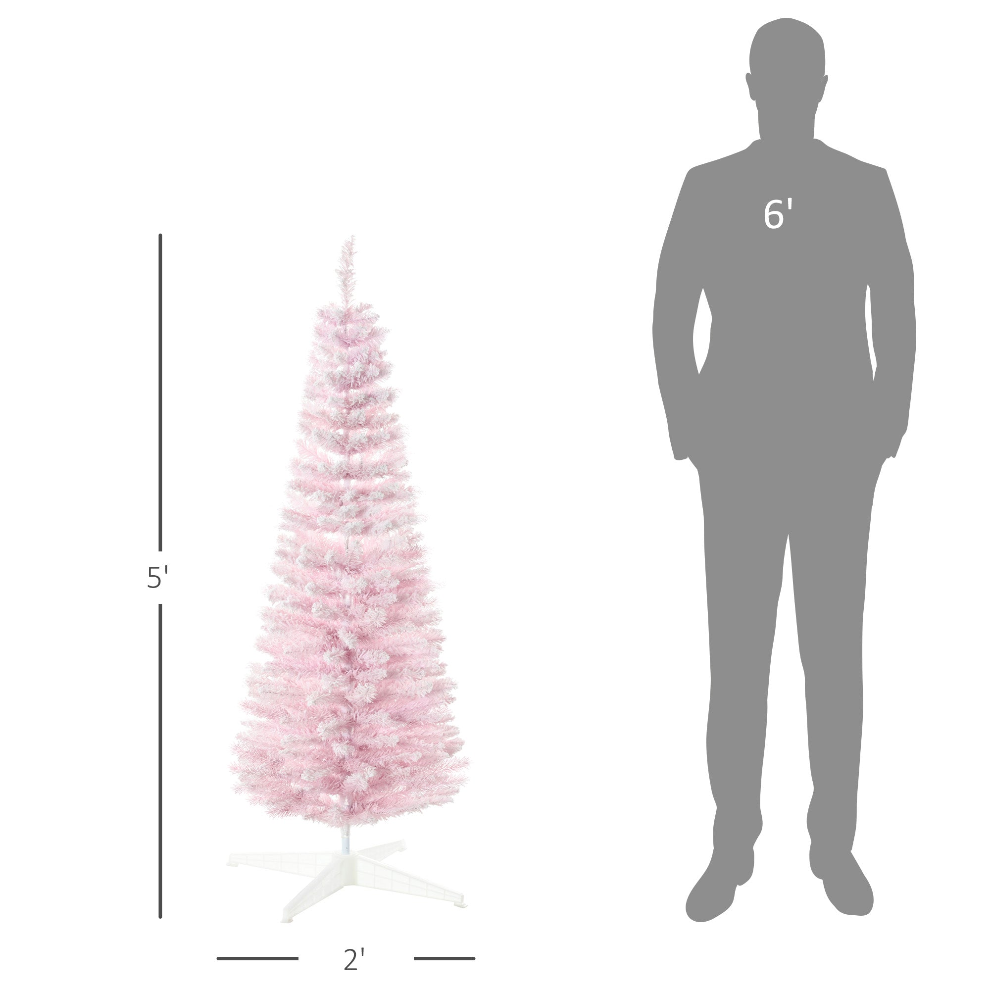 5 Foot Pink Snow-Flocked Pencil Christmas Tree Secondary image