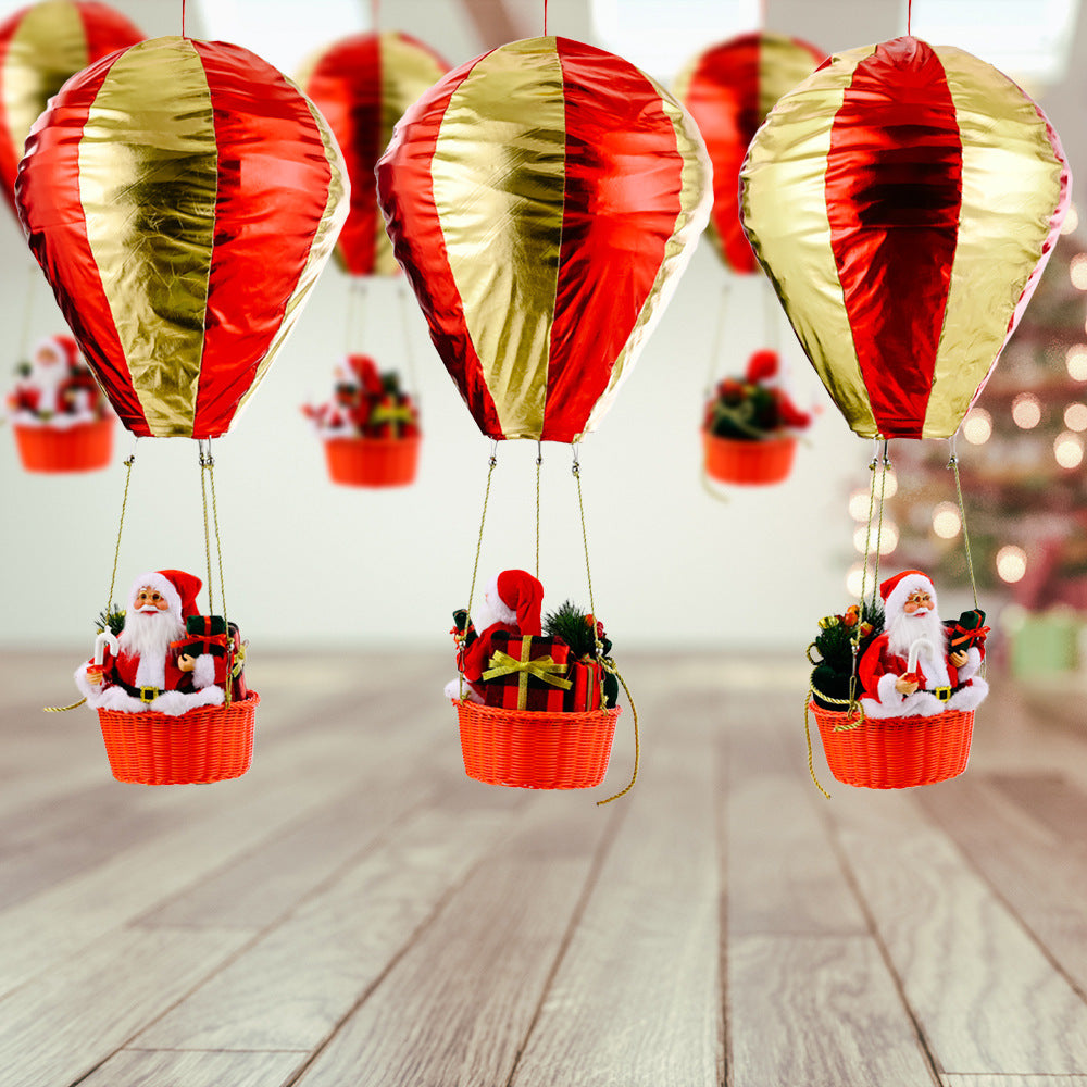 Christmas ornament hanging display showing the full Santa balloon design