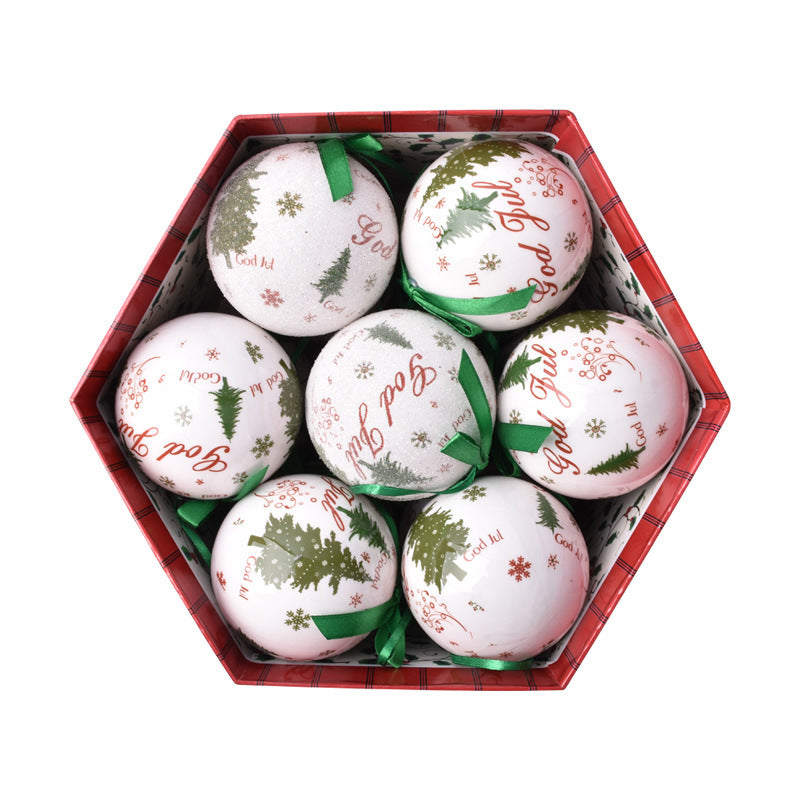 Holiday ornament set displaying various Christmas motifs and warm color scheme