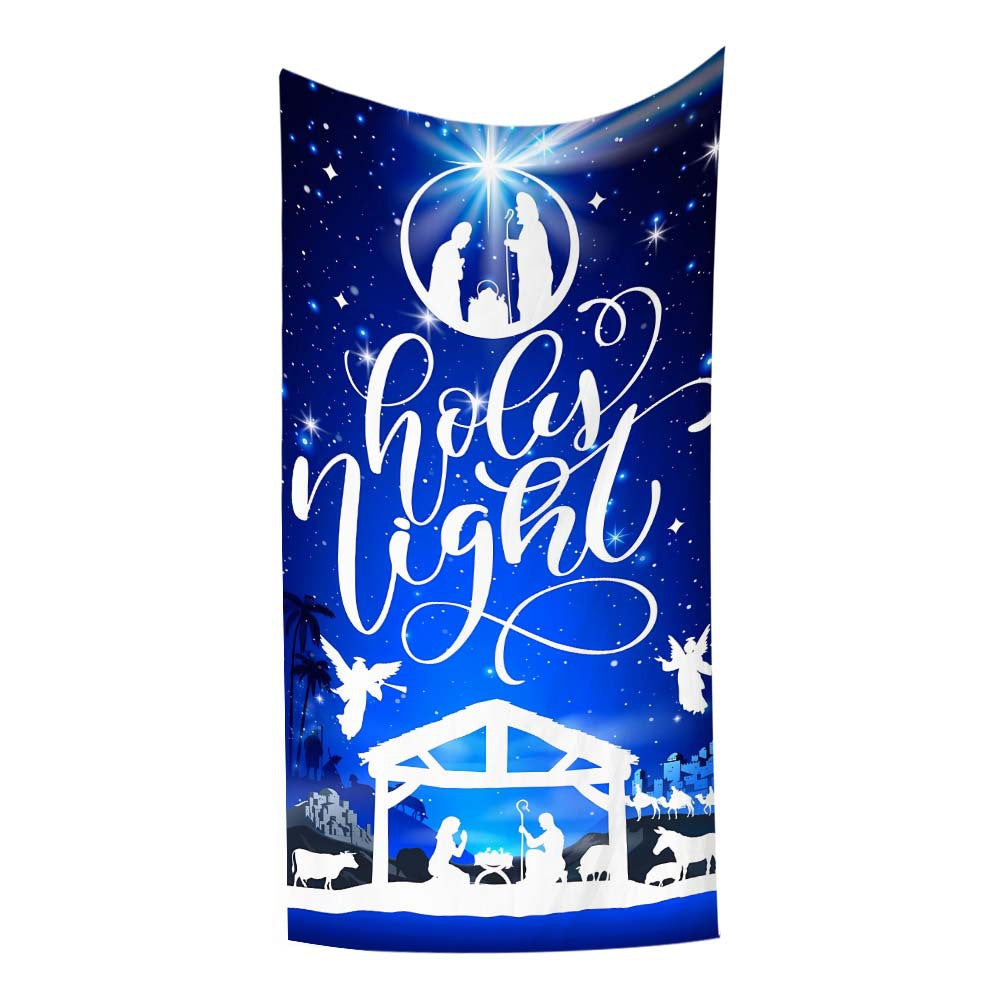 Geometric Christmas Door Curtain - Holiday Hanging Tapestry - Christian Home Decor