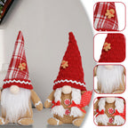 Grouped Christmas ornaments showing both men's and women's elderly dwarf figures