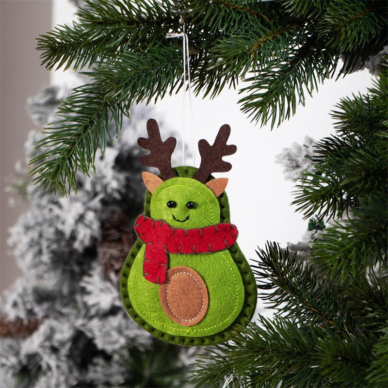 Close-up of felt Christmas tree pendant showing textile texture