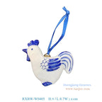 Close-up of traditional blue and white porcelain Christmas ornament detail