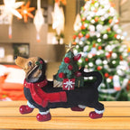 Charming dachshund Christmas decoration in country rustic style