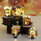 Set of resin Christmas house ornaments for home display