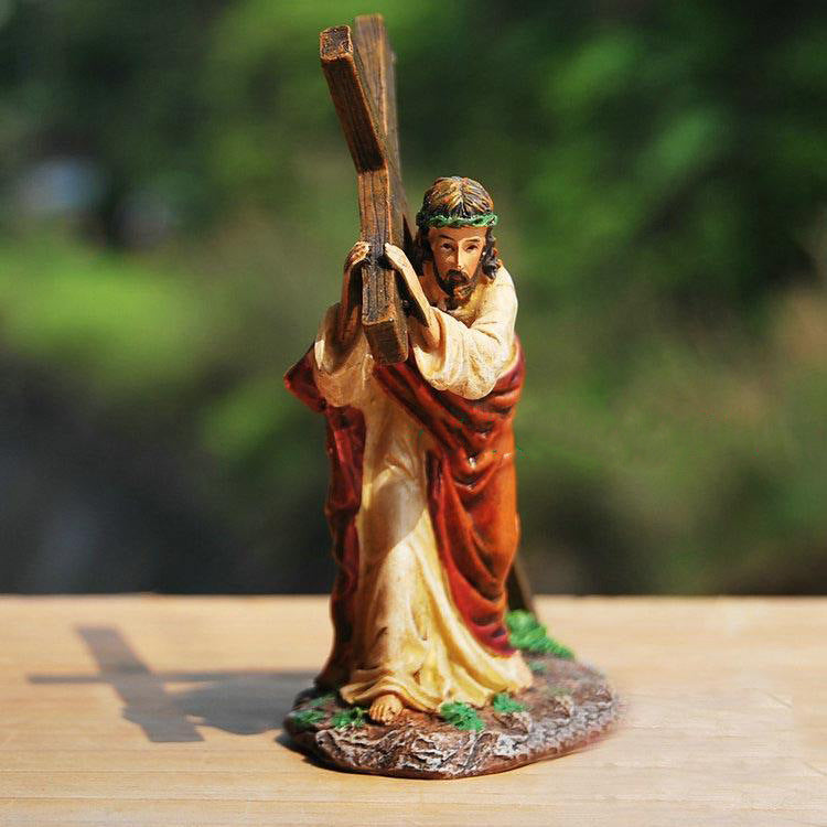 Detailed close-up of realistic crucifix statue for Christian decoration