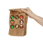Christmas sticker labels close-up showing natural paper texture
