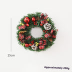 Double bow Christmas garland arrangement for door or window accent