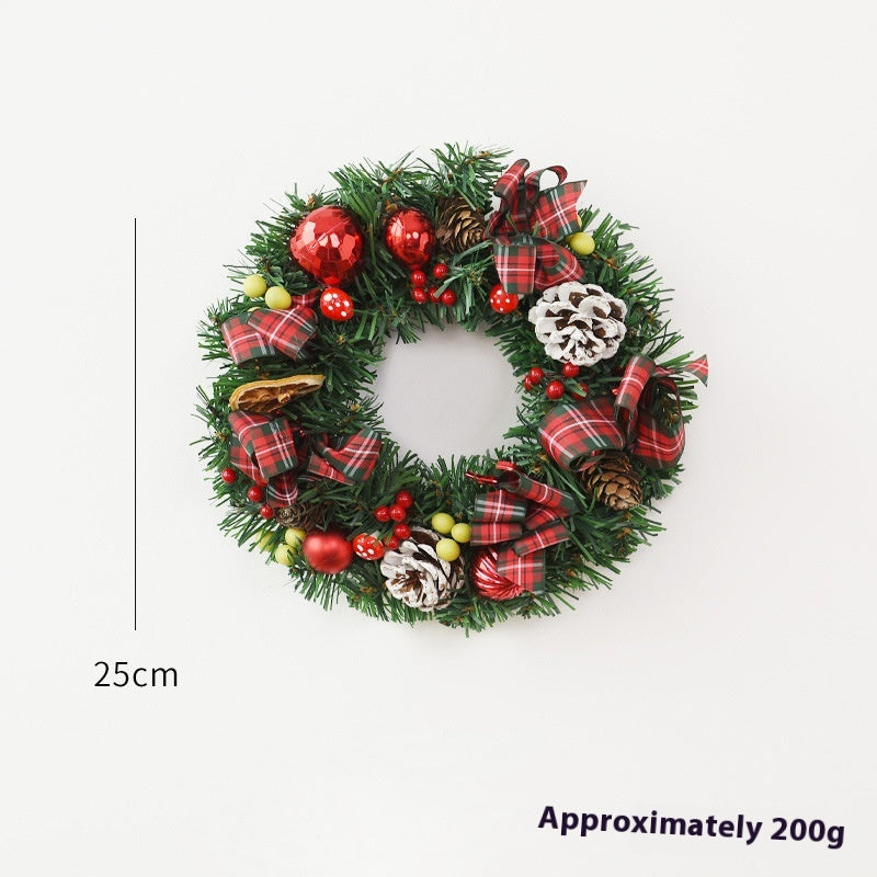 Double bow Christmas garland arrangement for door or window accent