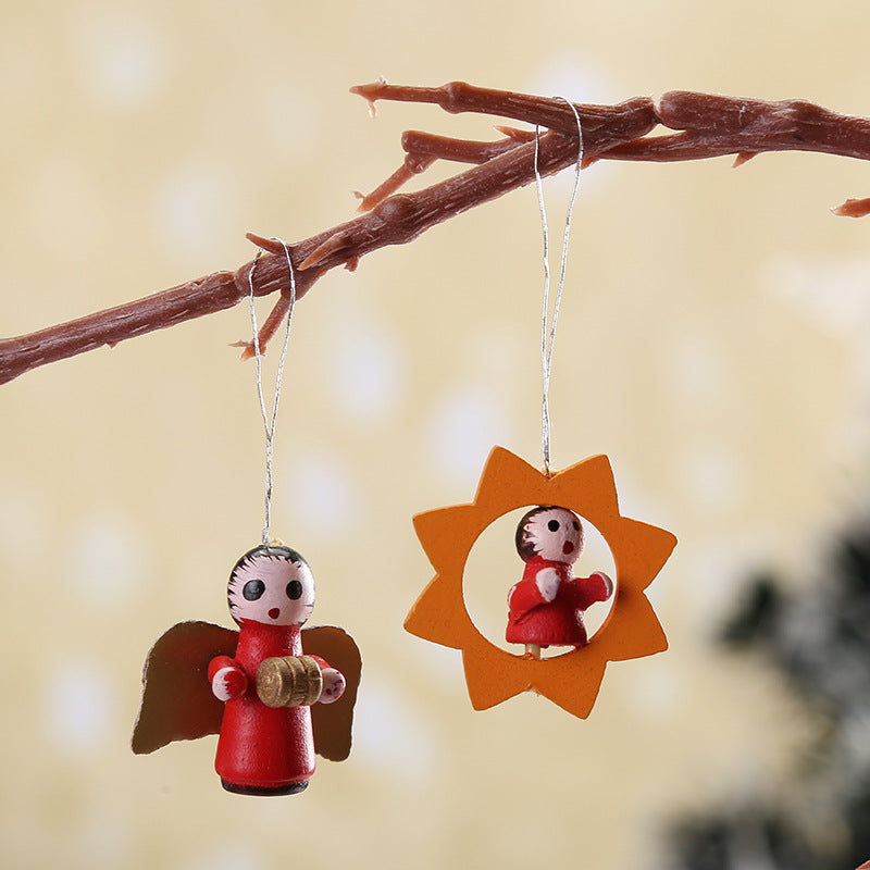 Handmade wooden cross pendant decoration for Christmas tree
